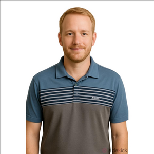 Travis Mathew Gray  Blue Golf Polo Shirt Gray Logo Pima Cotton Blend sz. S